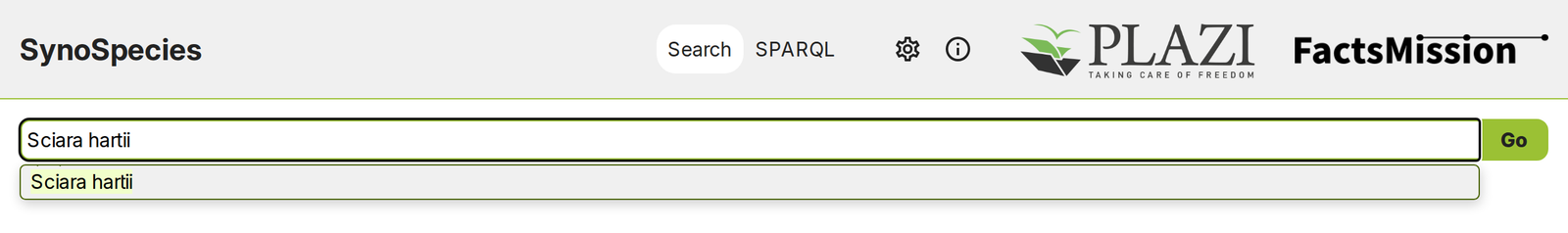 Synospecies search form with the name Sciara hartii